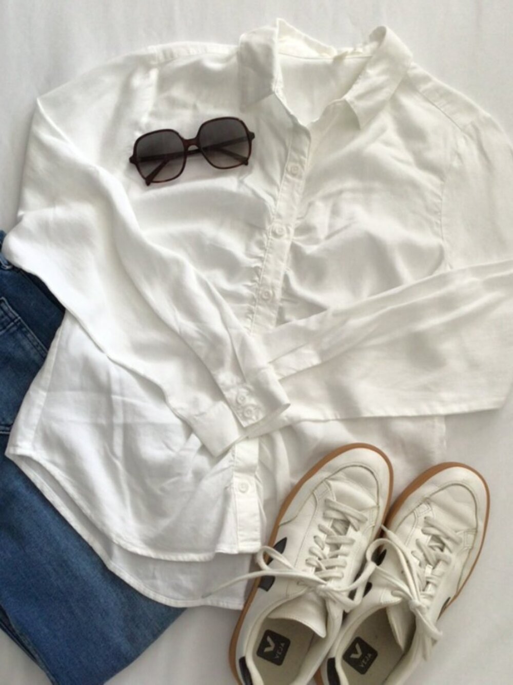Cloth & Stone White Ruched Button-up Blouse Sz S